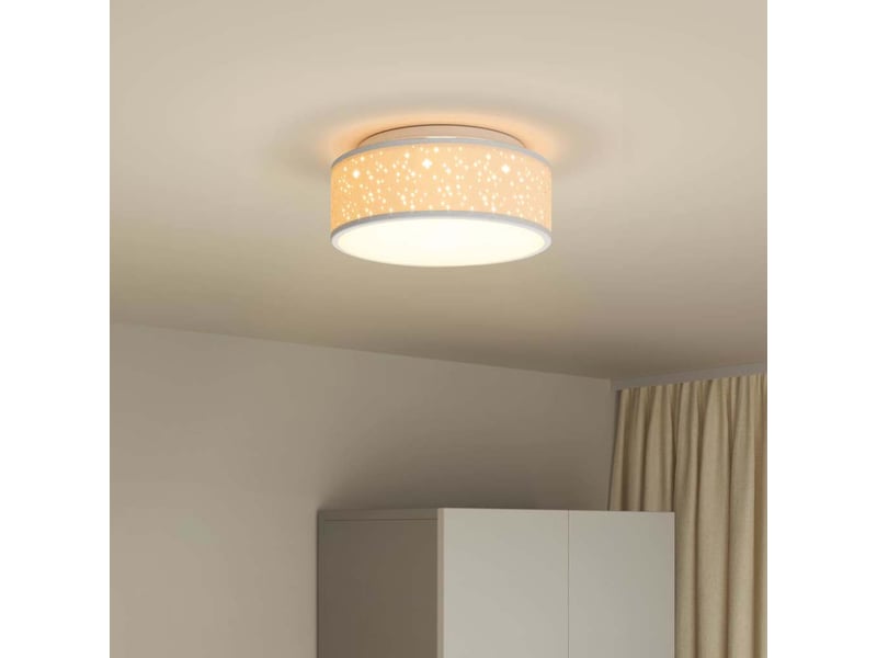 Lampe de plafond, plafonnier gris 30x30x13,5 cm tissu shl95548 - Conforama D