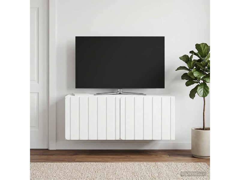  Meuble tv - banc tv - meuble de rangement mural 78,5 x 31 x 30 cm blanc bois d'ingénierie  - Conforama B