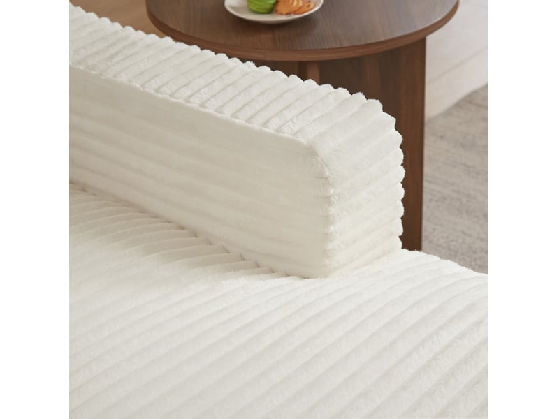  Canapé droit convertible 1 place en velours côtelé blanc, design double couche pour salon et chambre  - Conforama D