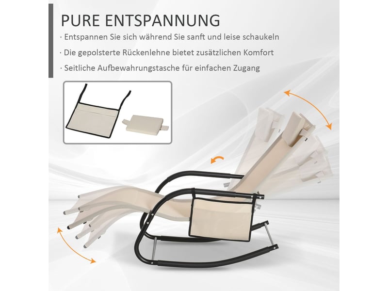  Bain de soleil 150 x 62 x 88 cm chaise longue de jardin bascule relaxante structure métal assise mesh coloris beige  - Conforama B