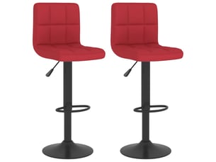 Lot de 2 tabouret de bar, chaise de bar rouge bordeaux tissu shl16438