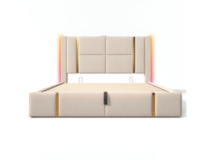 Lit coffre 160x200 cm RAUMIO   coloris beige