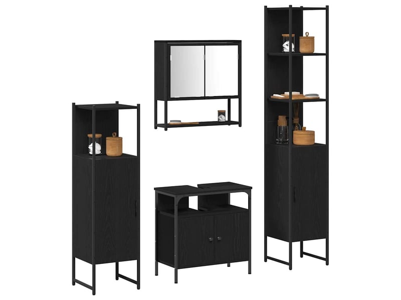 Ensemble de mobilier de salle de bain 4 pc chêne noir cf64508 - Conforama C