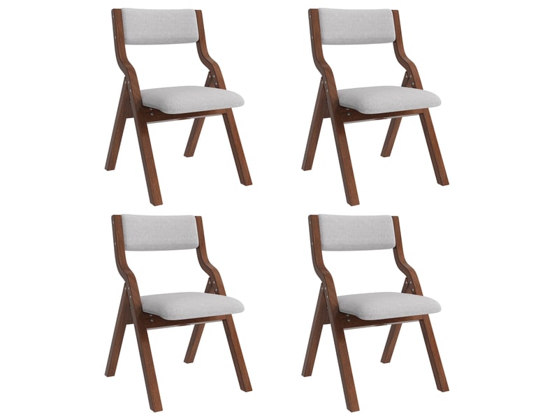  Lot de 6 chaises de salle à manger pliantes en bois et lin, gris  - Conforama A