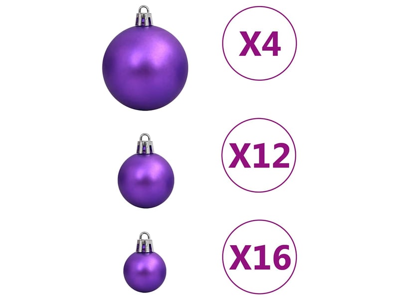  Ensemble de boules de noël 111 pièces violet polystyrène  - Conforama E
