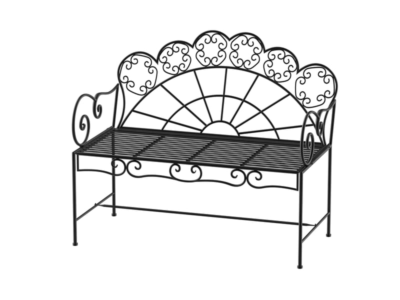 Banc jardin 2 places 107 x 55,5 x 92 cm, robuste antirouille, terrasseextérieur, noir - Conforama A