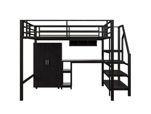 Lit mezzanine 140x200 cm <strong>ZOVIRA</strong> <strong></strong> coloris noir