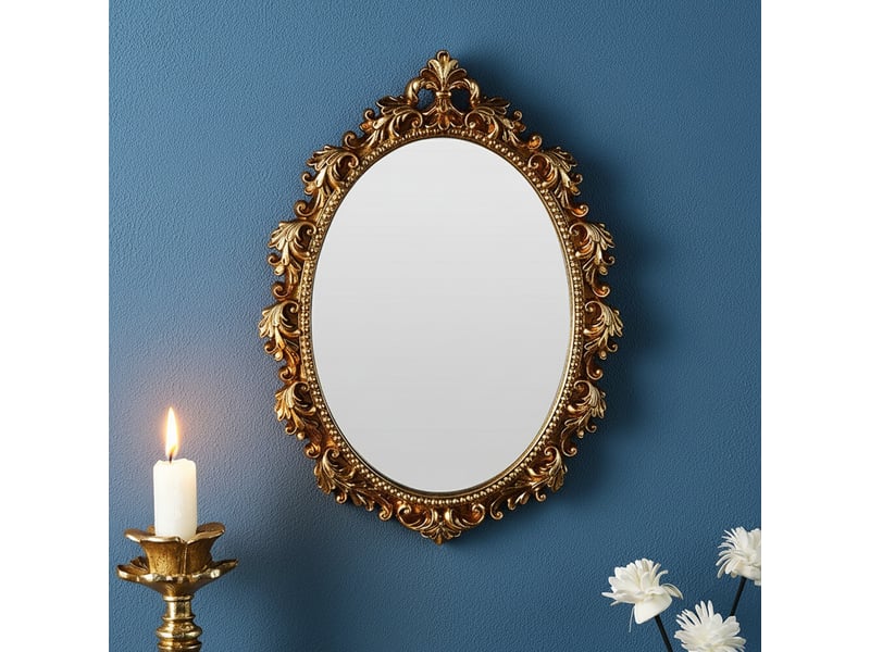  Miroir mural classique en résine – miroir en relief de style européen – décoration bohème pour salon ou bureau – 27 x 20 cm  - Conforama C