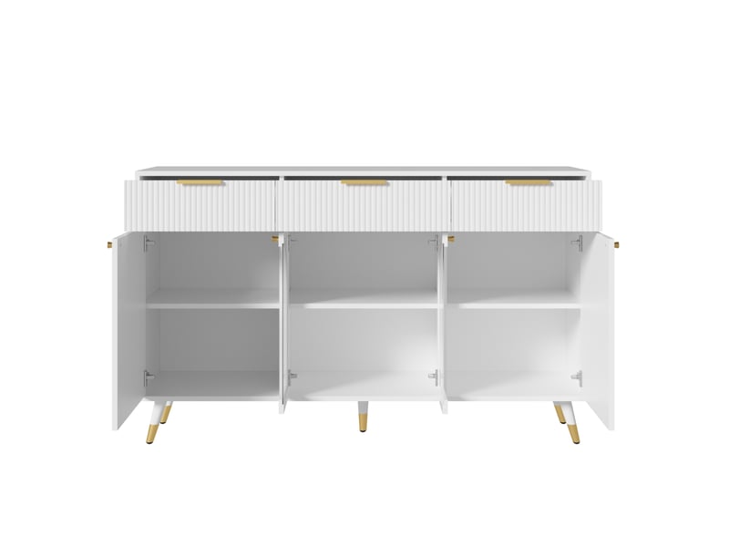  Buffet 140x40x85,5 cm 4 portes 3 tiroirs mdf blanc  - Conforama D