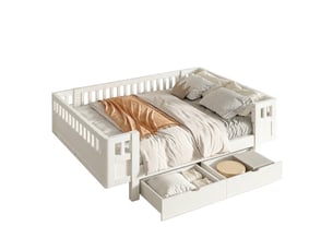 Lit avec rangement 140x200 cm <strong></strong>  <strong>Morn Vibe</strong> coloris blanc