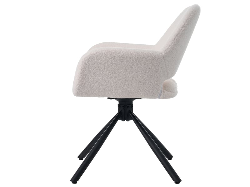  Lot de 6 chaises de salle à manger pivotantes avec accoudoirs  - assise rembourrée sherpa blanc  - Conforama E