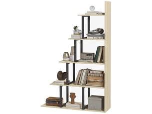 Étagère bibliothèque séparateur de pièce style industriel en escalier 5 étagères 102 x 30 x 160 cm coloris chêne