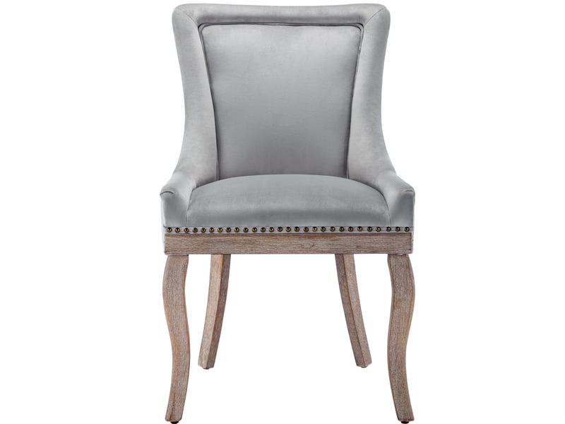  Chaise de salle à manger 61 x 91 cm – gris – lot de 2, velours capitonné, pieds en bois  - Conforama A