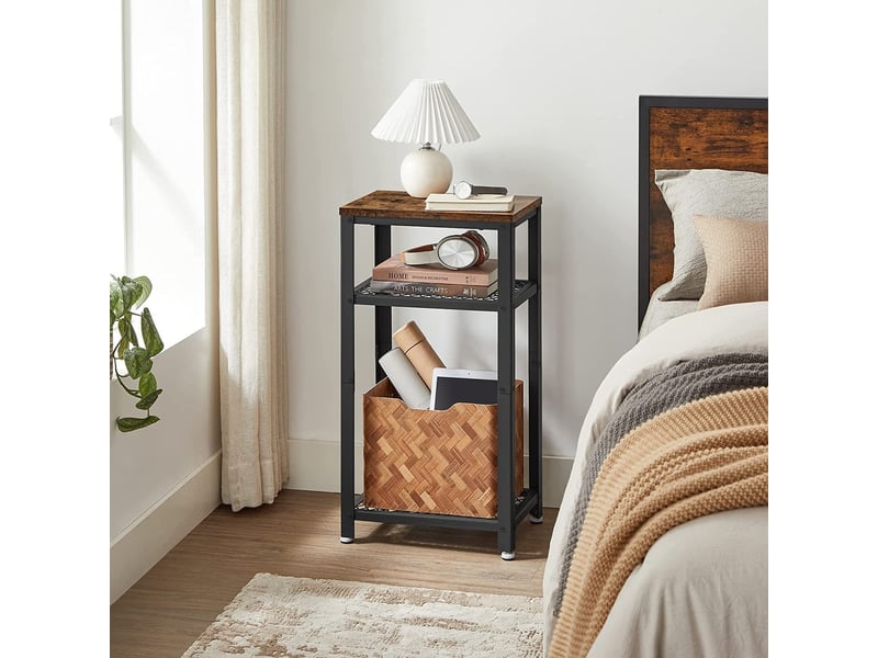  Table d'appoint haute style industriel rustique avec étagères grillagées let75bx  - Conforama E
