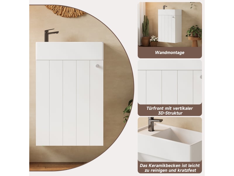  Meuble sous-vasque mural 1 porte avec vasque 41 x 23 x 62.5 cm N877P457982K - Conforama D
