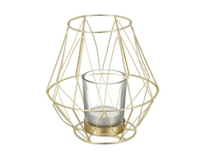 Bougeoir moderne géométrique élégant 14 x 14 cm idéal pour ambiance cosy en métal doré 13_0011570