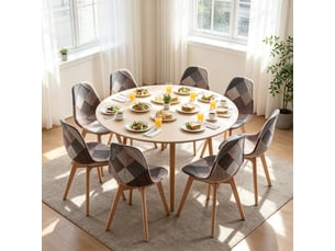 Lot de 8 chaises de salle à manger au design moderne, tissu, structure en bois et métal, multicolore