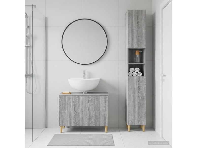  Ensemble de 2 meubles de salle de bain delft sonoma gris cf63125  - Conforama B