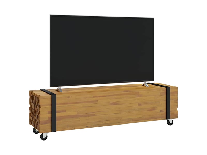  Meuble tv - banc tv - meuble de rangement 110 x 30 x 30 cm marron bois de teck massif  - Conforama C