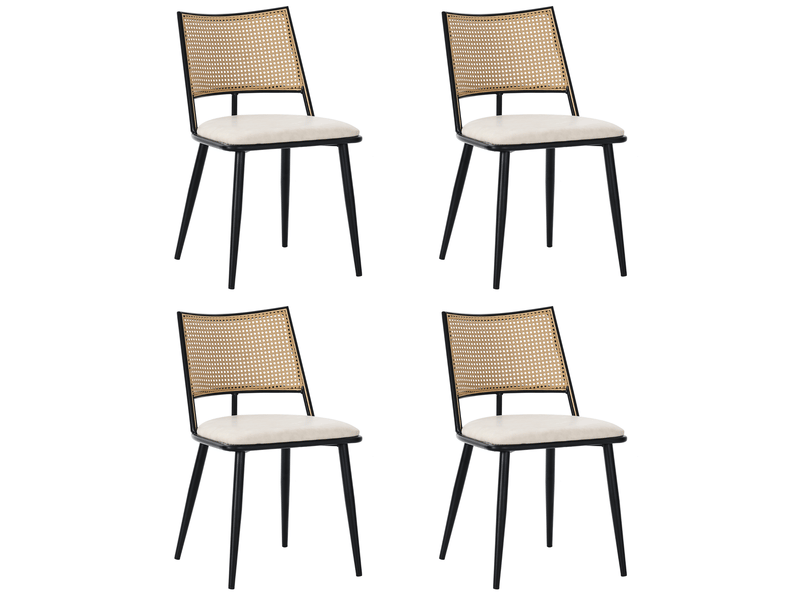  Lot de 4 chaises en rotin coloris noir chaise noir - Conforama A