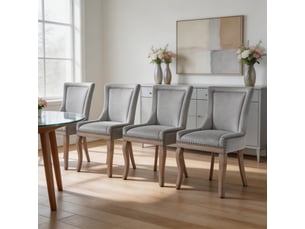 Chaise salle à manger luxe cuisine salon lot 4 rembourrée clous décoratifs pieds bois massif velours gris