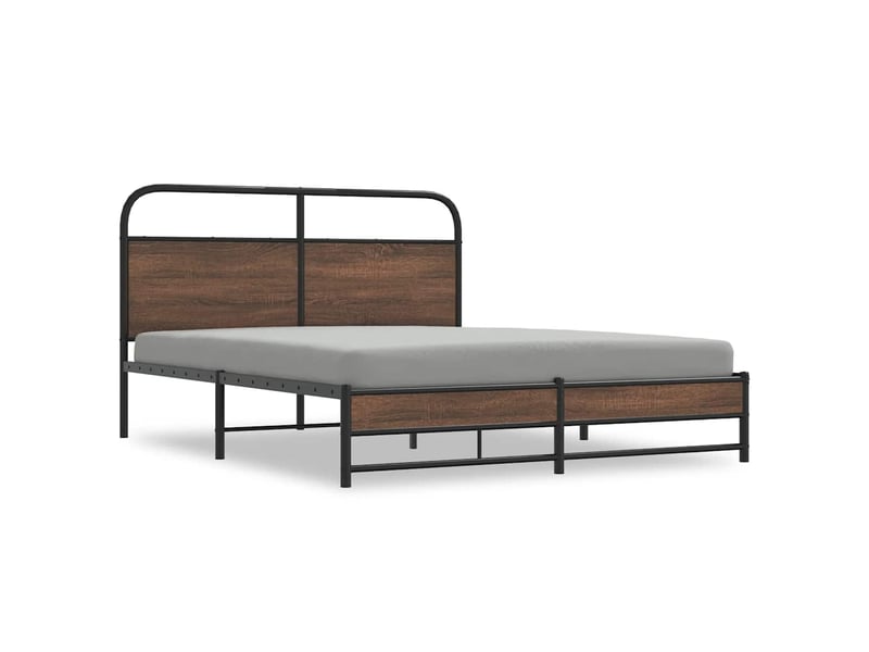  Lit double- lit adulte -  cadre de lit sans matelas 150x200 cm chêne marron  - Conforama A