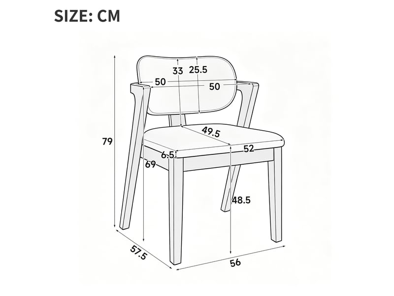  Lot de 4 chaises de salle à manger avec accoudoirs en lin beige avoine et bois noyer 56x57,5x79 cm  - Conforama C