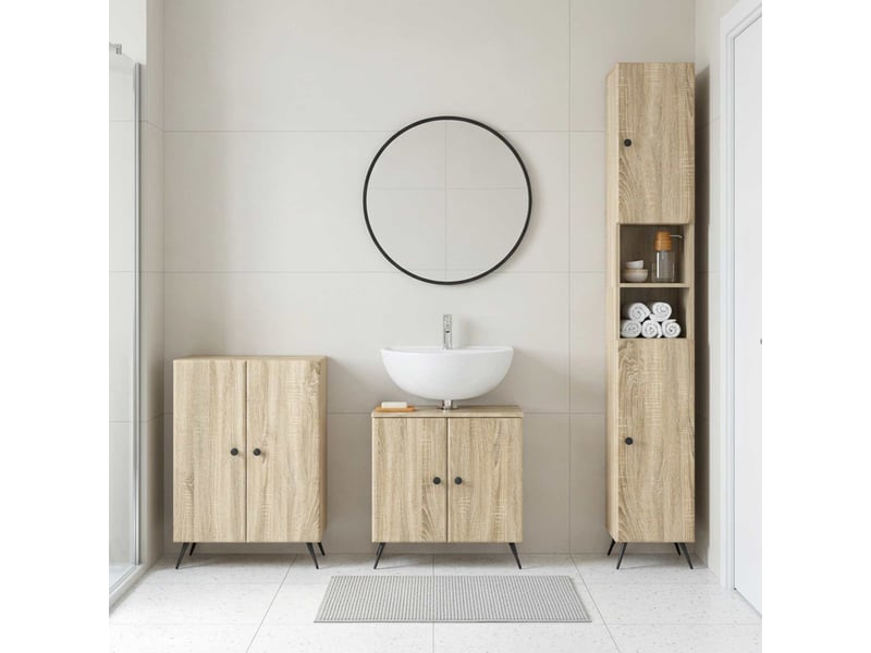  Ensemble de meuble de salle de bain 3 pièces breda chêne sonoma cf63349  - Conforama B