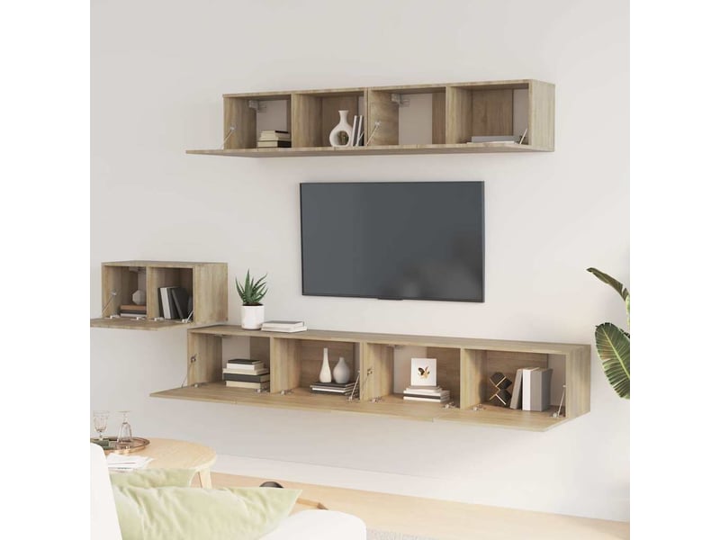  Ensemble de meubles tv - banc tv - meuble de rangement 5 pcs chêne sonoma bois d'ingénierie  - Conforama C