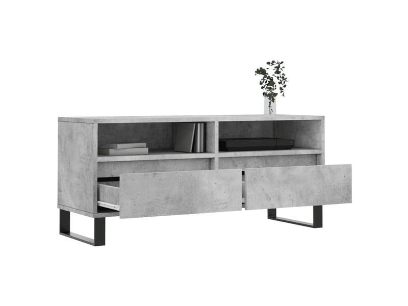  Meuble tv - banc tv - meuble de rangement gris béton 100x34,5x44,5 cm bois d'ingénierie  - Conforama D