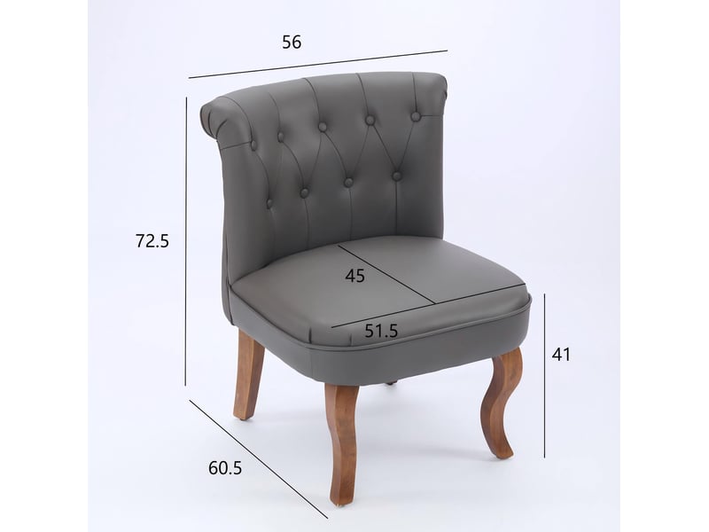  Fauteuil lounge en cuir avec dossier capitonné et pieds en bois, style classique gris  - Conforama C