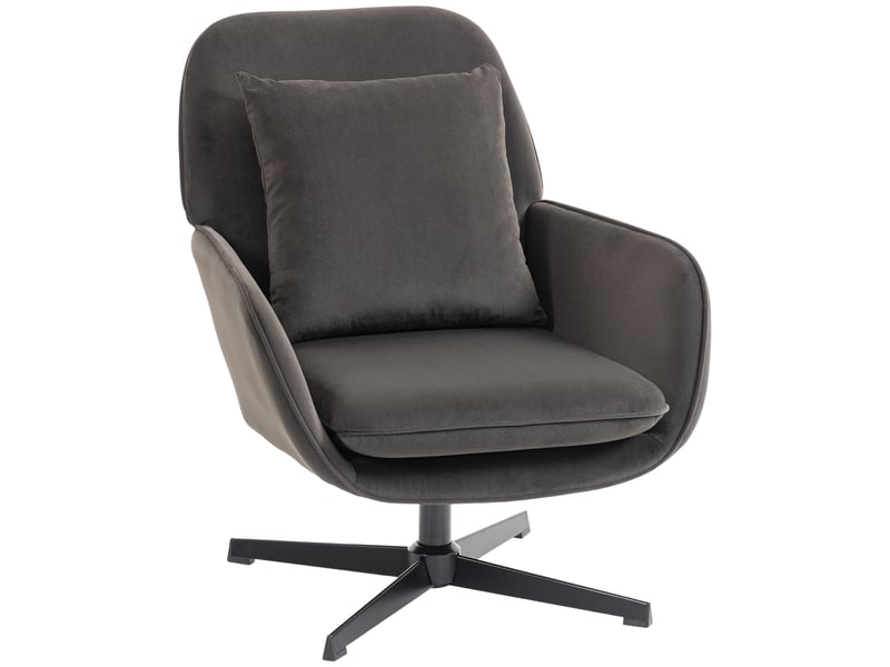  Fauteuil pivotant en velours et métal gris foncé 83,5x73x85 cm  - Conforama A