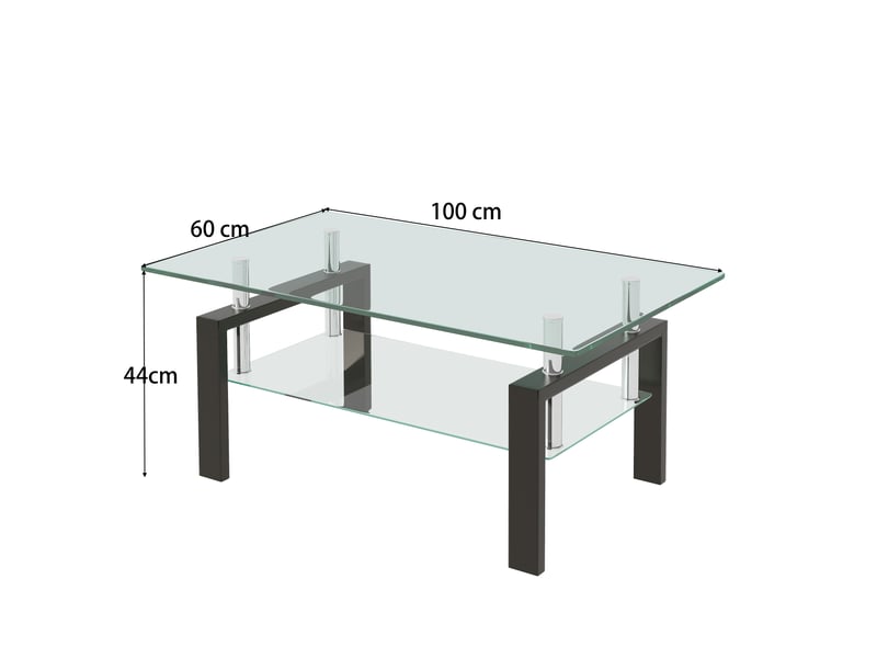  Table basse de salon, coloris transparent, en verre trempé, pour salon, pour maison et appartement, mobilier fonctionnel pour intérieur  - Conforama E