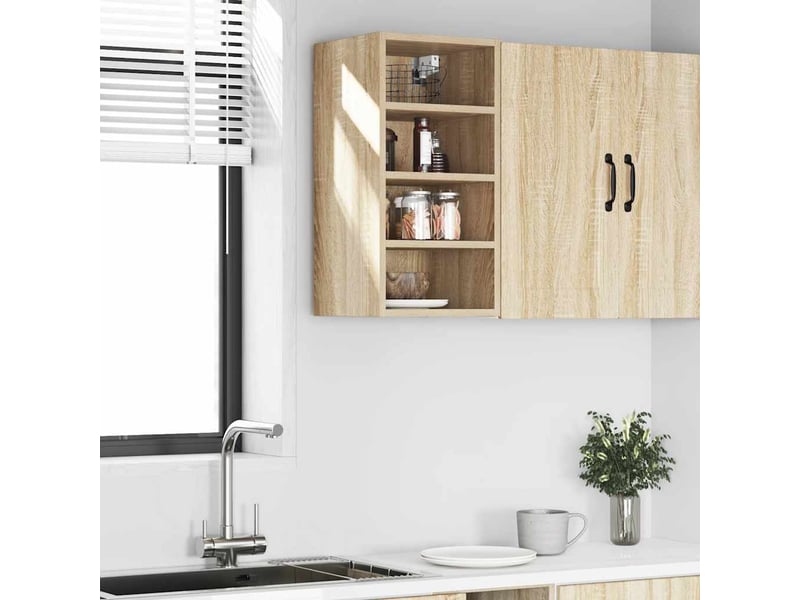  Meuble de rangement cuisine, armoire suspendue chêne sonoma 30x29,5x60cm bois d'ingénierie  - Conforama C
