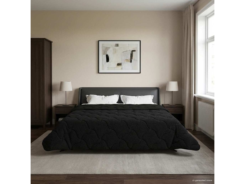  Duvet - couette complet toute l'année matelassé noir 200 x 200 cm  - Conforama B