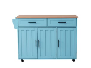 Desserte 129x46x91,5 cm avec plateau rabattable, mdf, bleu