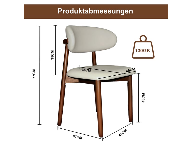 Chaise de salle à manger en bois massif noyer ergonomique dossier courbé pieds bois antidérapants lot de 2 - Conforama C