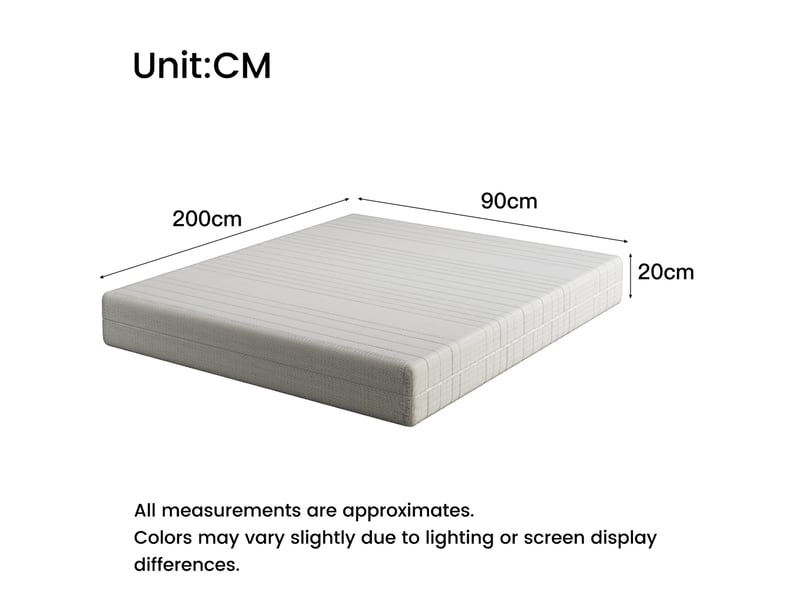 Matelas en mousse à mémoire de forme avec housse 3d respirante, soutien moyen, déhoussable, blanc, 90 × 200 cm  - Conforama C