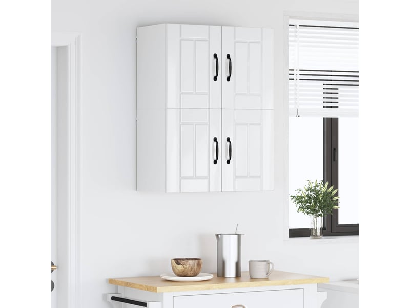 Meuble mural de cuisine, armoire de cuisine 2 pcs blanc brillant bois d'ingénierie shl2050 - Conforama D