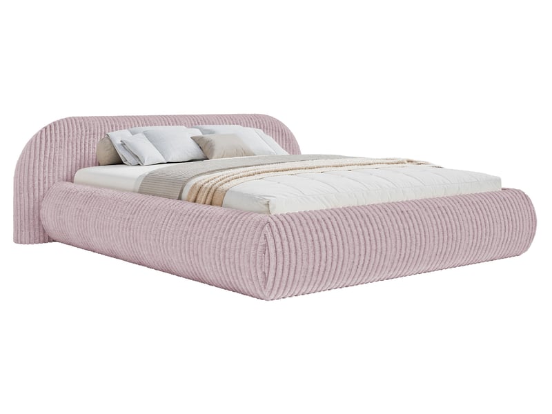  Selsey shels - lit rembourré - 200x200 cm - velours côtelé rose Shels Low - Conforama A