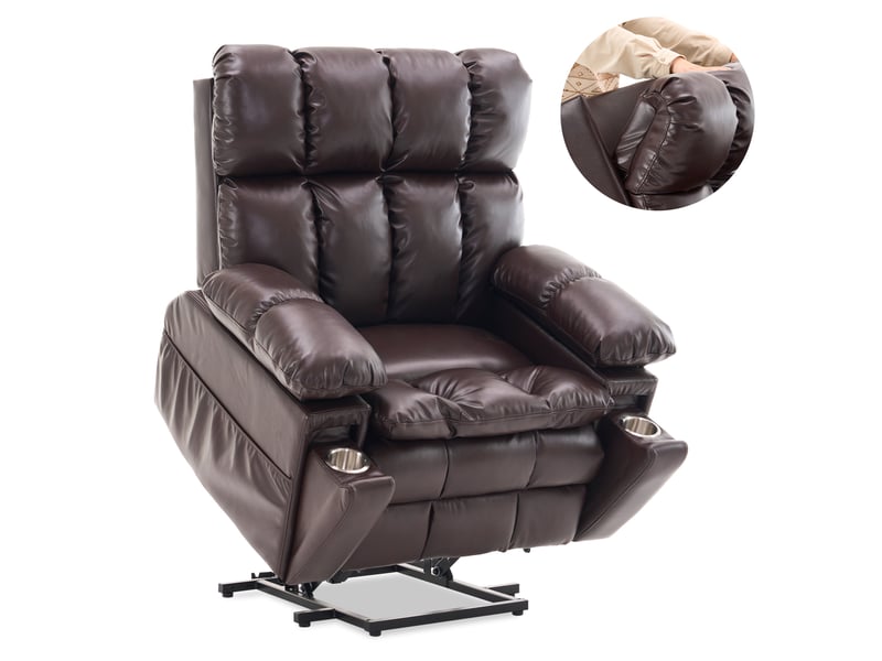 Fauteuil releveur électrique,109x107x109 cm,massage chauffant,similicuir,marron - Conforama B