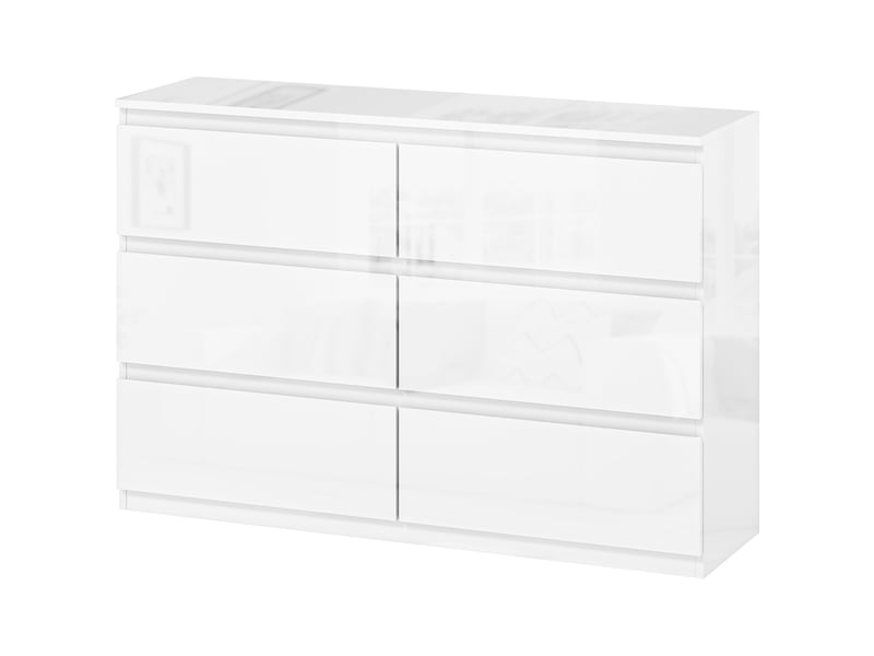  Commode en bois à 6 tiroirs, meuble de chambre moderne et multifonctionnel, 112 x 34 x 75 cm, blanc  - Conforama B