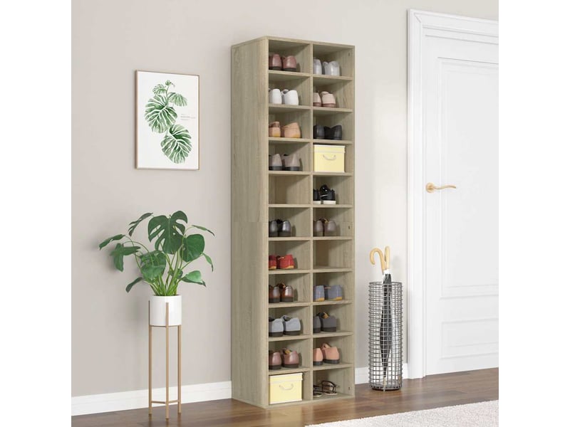  Meuble à chaussure, armoire à chaussures chêne sonoma 54x34x183cm bois d'ingénierie  - Conforama B