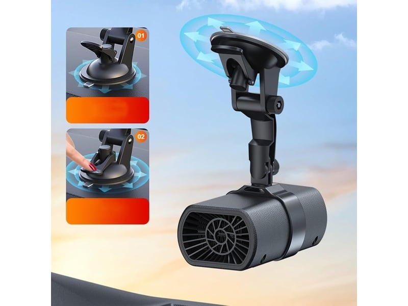 Chauffage d'habitacle 200 w 12 v avec ventilateur, dégivreur de pare-brise 2 en 1 avec fixation par ventouse pour camions, camping-cars et vitres, noir GTR05975 - Conforama D