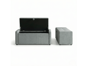 Banc de rangement tcqpz 122 x 48 x 44 cm avec coffre caché en tissu effet lin gris clair