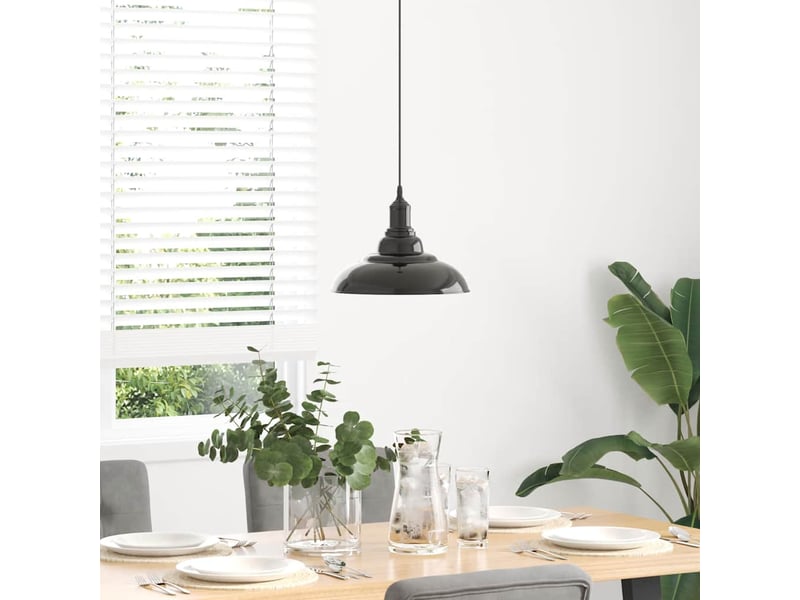  Lampe suspendue, suspension luminaire réglable hauteur e27 noir brillant ø 31cm métal  - Conforama C