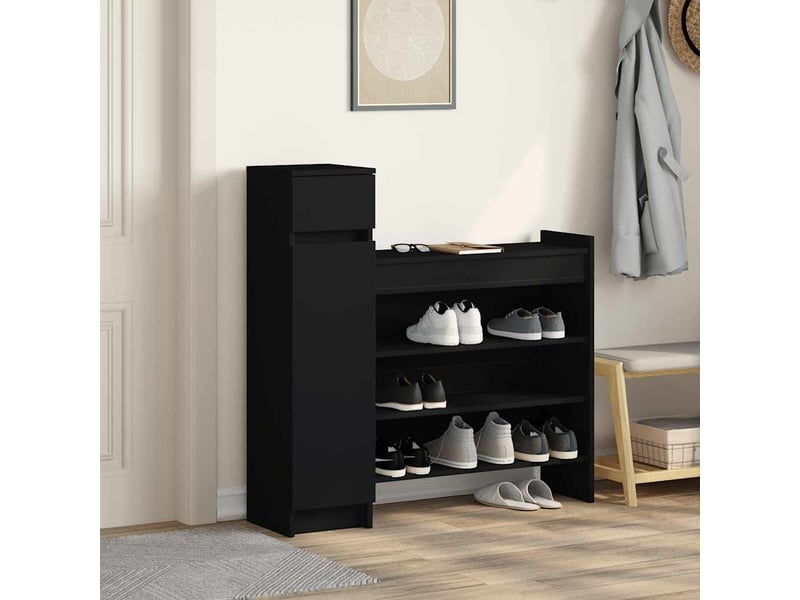  Meuble à chaussure, armoire à chaussures noir 100,5x28x100 cm bois d'ingénierie  - Conforama C