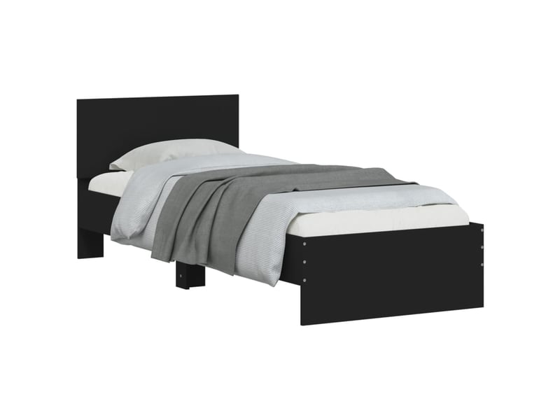  Lit simple- lit adulte -  cadre de lit sans matelas avec tête de lit noir 90x200 cm  - Conforama C