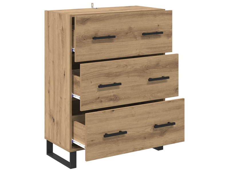 Buffet - bahut - meuble de rangement chêne artisanal 69,5 x 34 x 90 cm - Conforama E