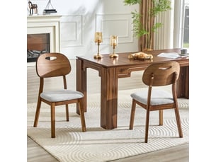 Chaises de salle à manger en bois modernes – set de 2 – dossier ovale – poignée – assises rembourrées – sans table